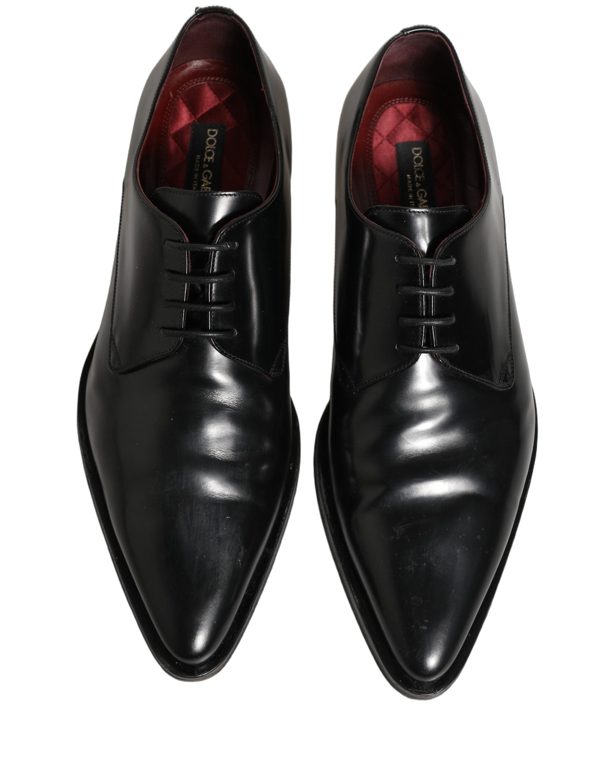 Dolce & Gabbana Black Leather Men Derby Dress Formal Shoes