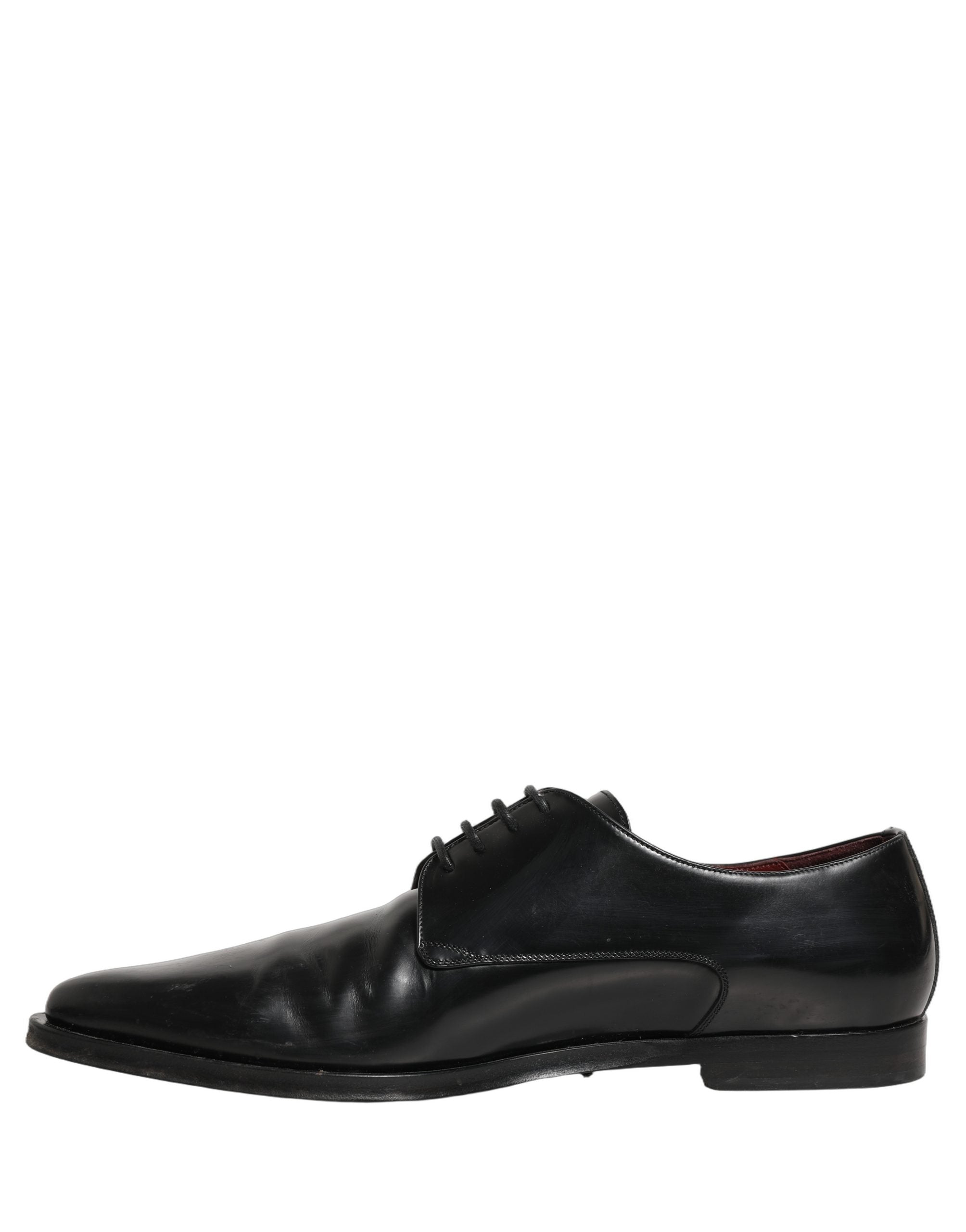 Dolce & Gabbana Black Leather Men Derby Dress Formal Shoes