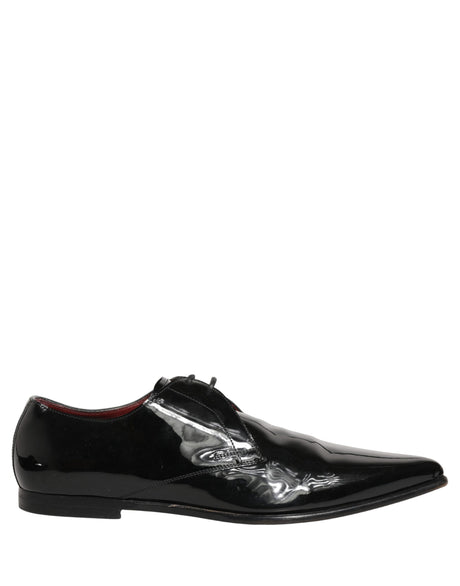 Dolce & Gabbana Black Leather Men Derby Dress Formal Shoes