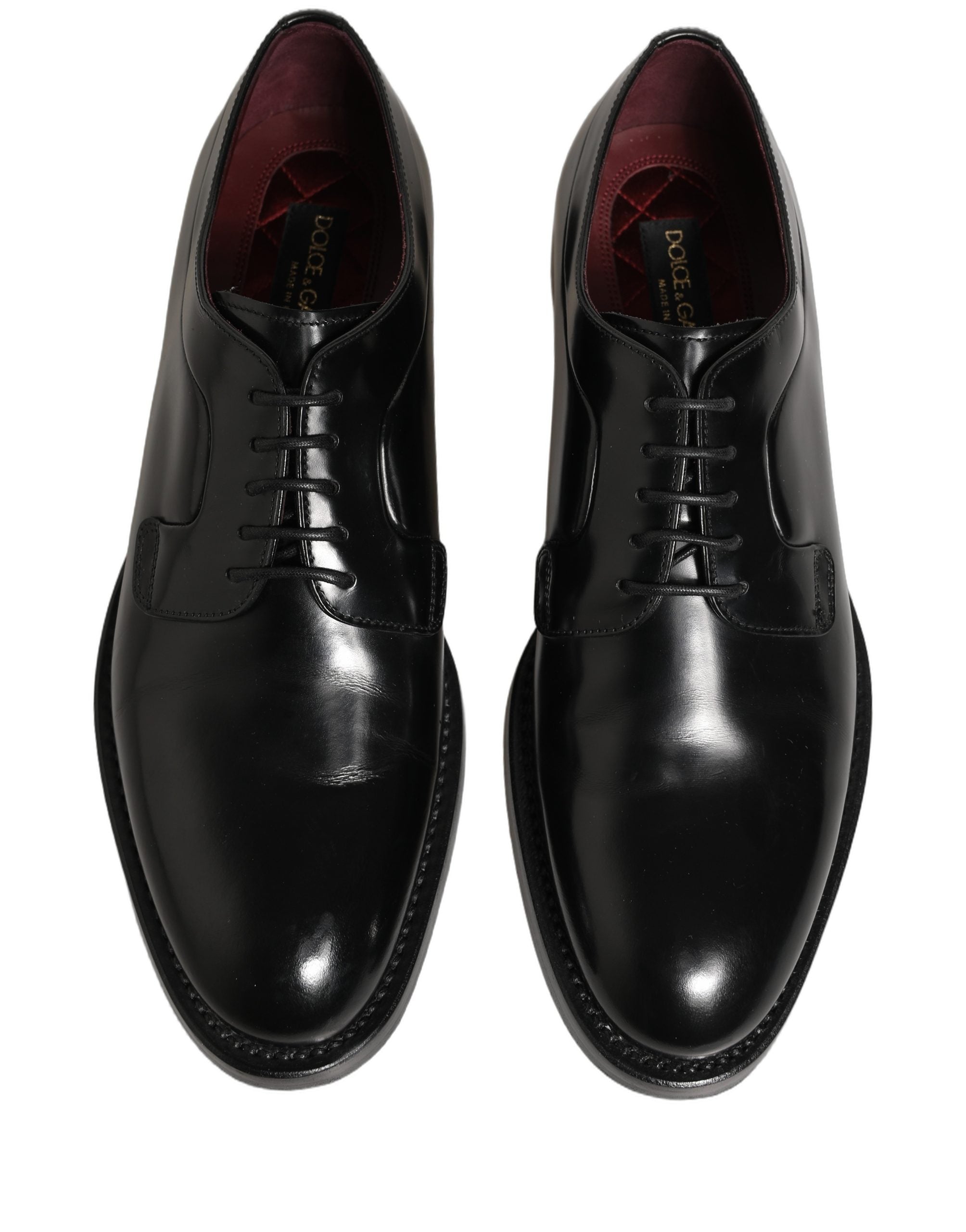 Dolce & Gabbana Black Leather Derby Dress Men Formal Shoes