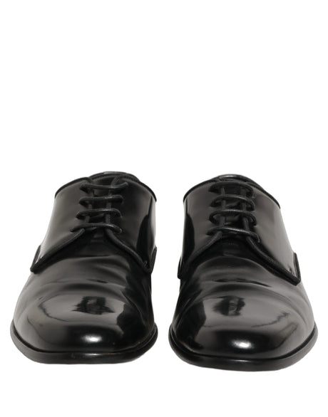Dolce & Gabbana Black Leather Men Derby Dress Formal Shoes