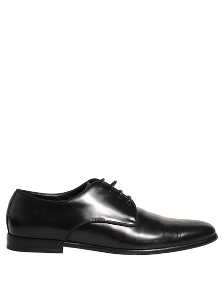 Dolce & Gabbana Black Leather Men Derby Dress Formal Shoes