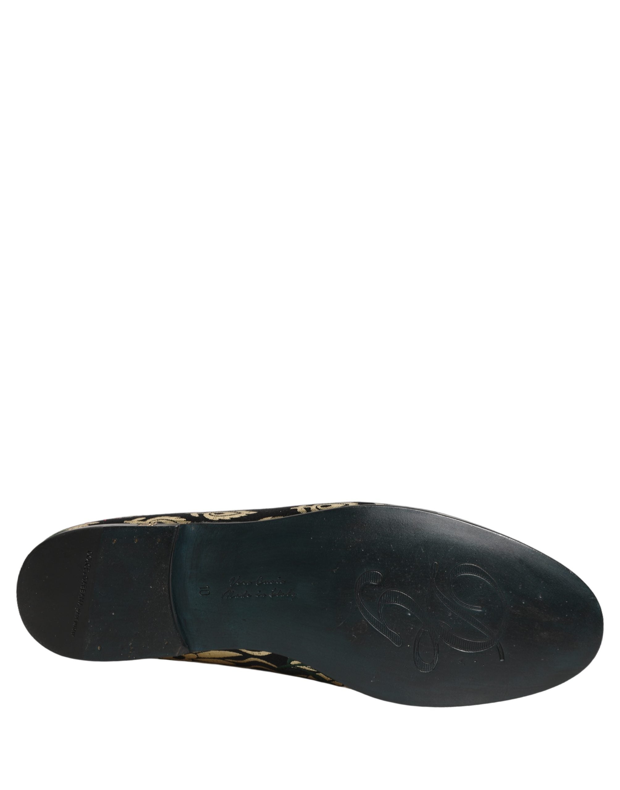 Dolce & Gabbana Black Jacquard Floral Loafers Men Dress Shoes