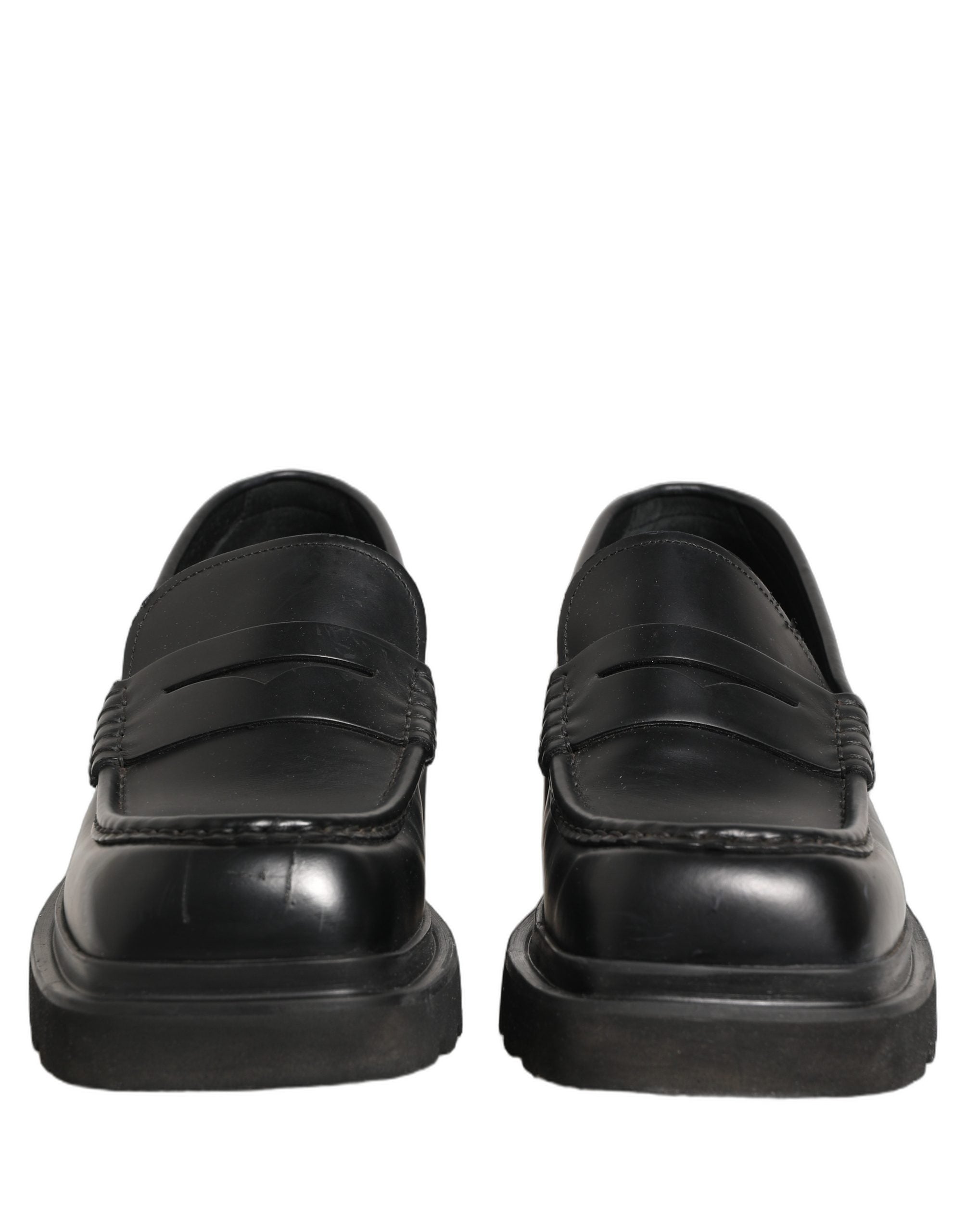 Dolce & Gabbana Black Calfskin Leather Men Dress Loafers Shoes