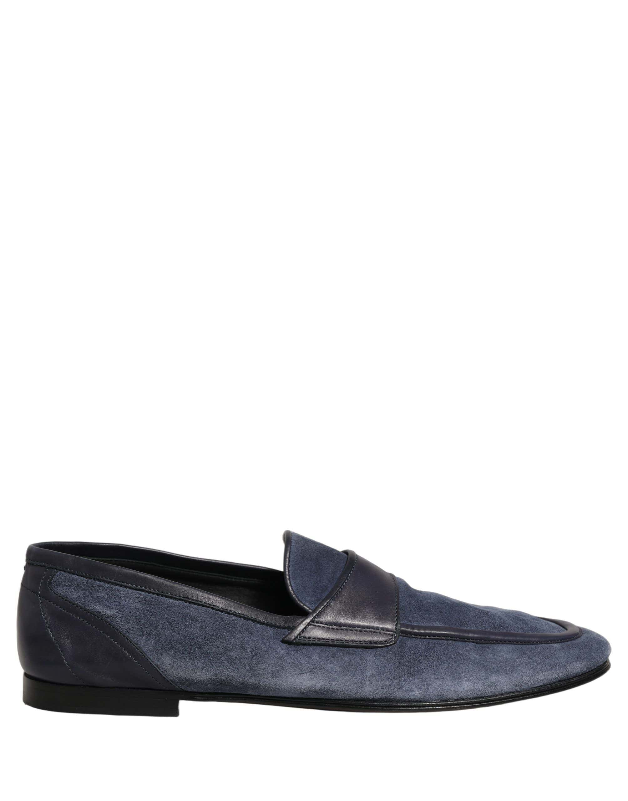 Dolce & Gabbana Blue Suede Leather Loafers Moccasins Shoes
