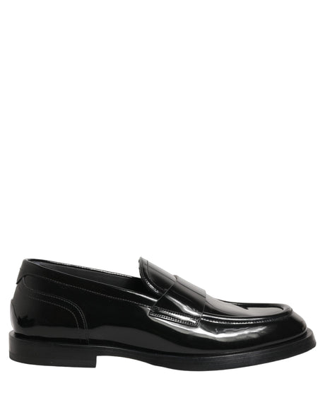 Dolce & Gabbana Black Leather Formal Men Dress Loafers Shoes