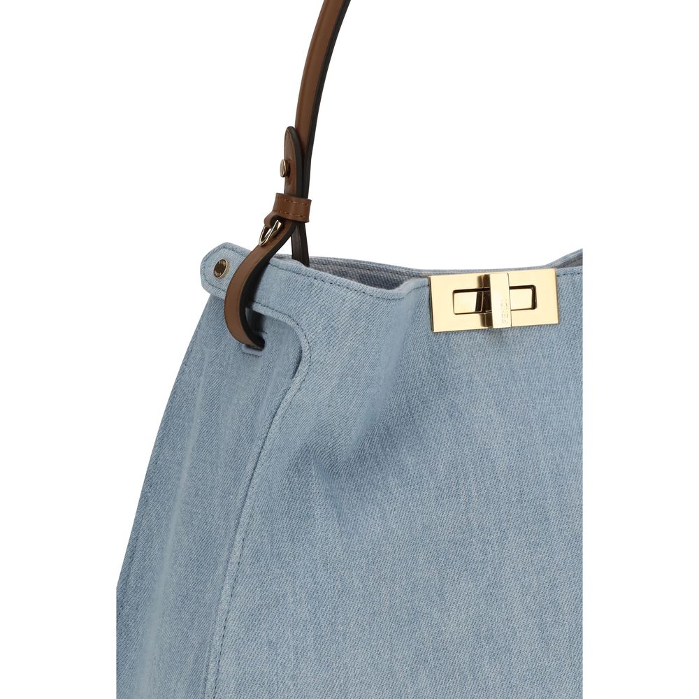Fendi Blue Cotton Shoulder Bag