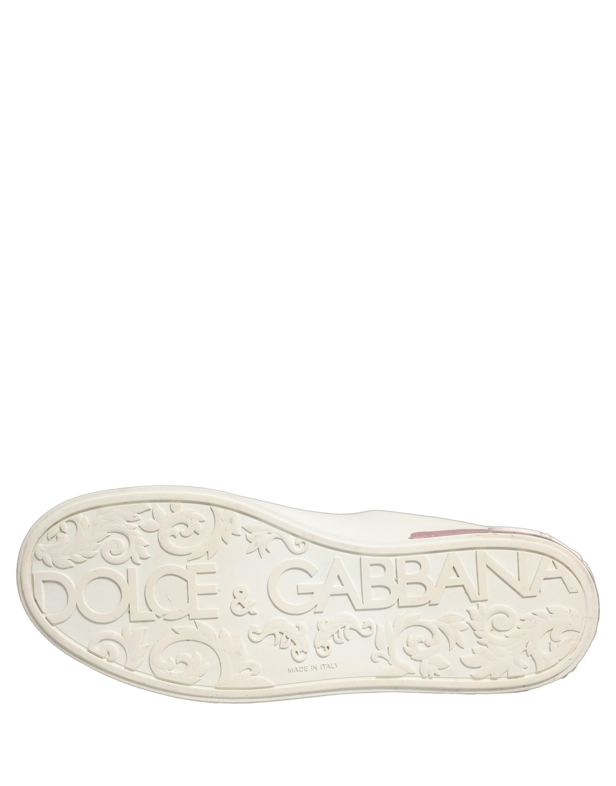 Dolce & Gabbana White Pink Leather Low Top Sneakers Shoes