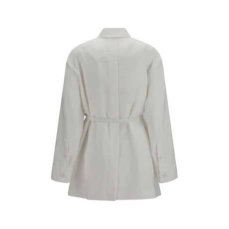 Fendi White Linen Full-Length Jacket