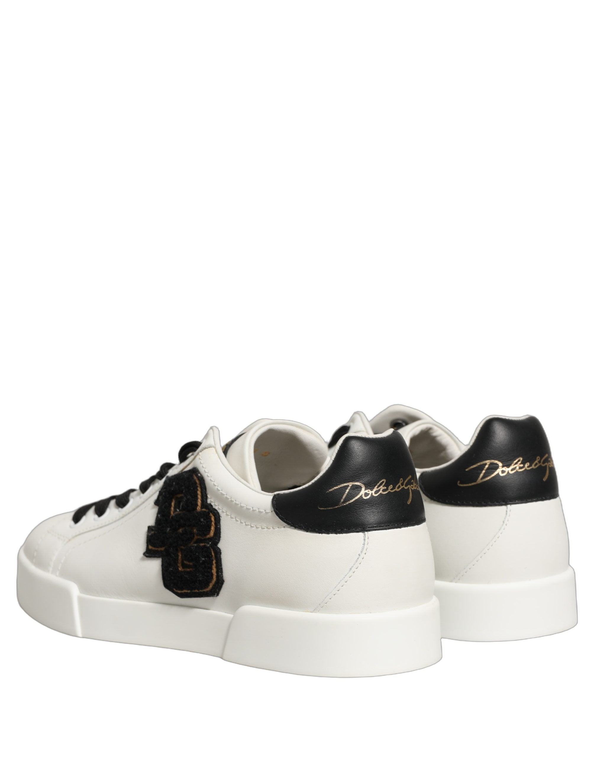 Dolce & Gabbana White Leather DG Logo Low Top Sneakers Shoes