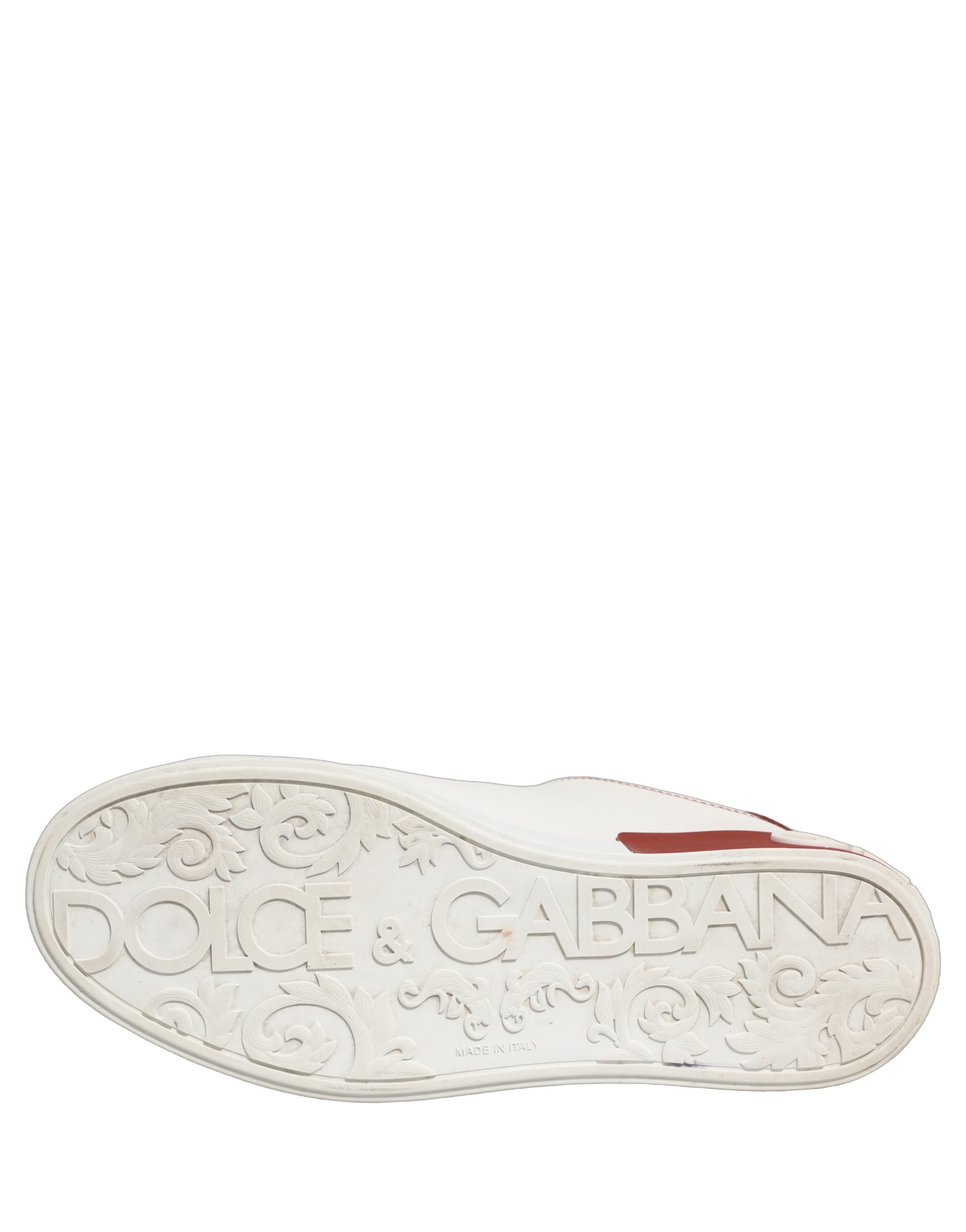 Dolce & Gabbana White Red Leather Lace Up Sneakers Shoes