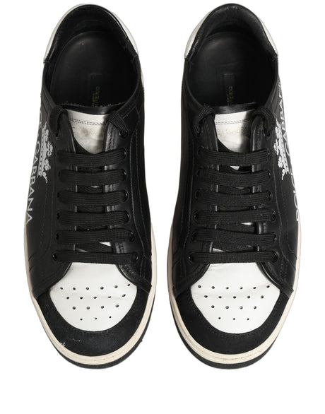 Dolce & Gabbana Black Leather Crown Milano Men Sneakers Shoes