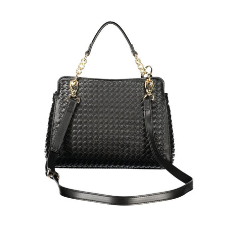 Mario Valentino Black Polyurethane Women's Bag with Adjustable Strap