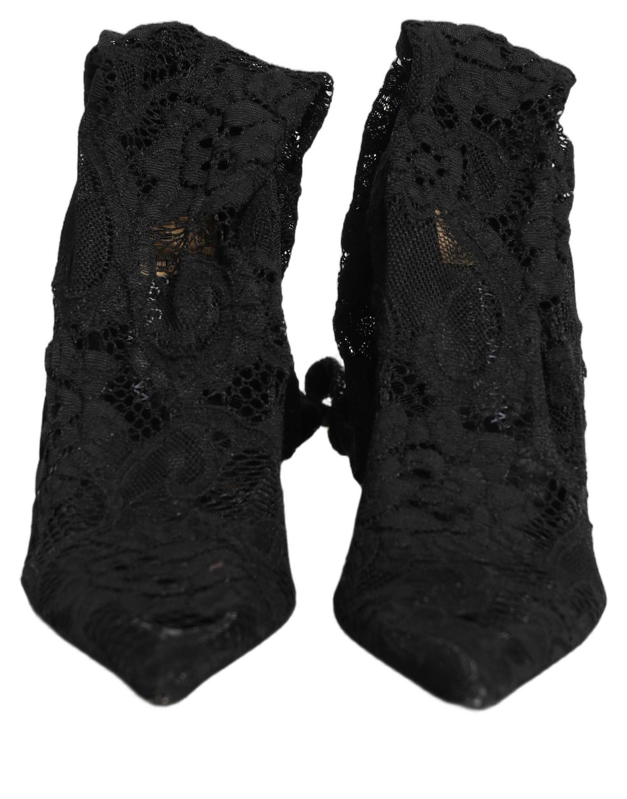 Dolce & Gabbana Black Taormina Lace Socks Boots Pumps Shoes