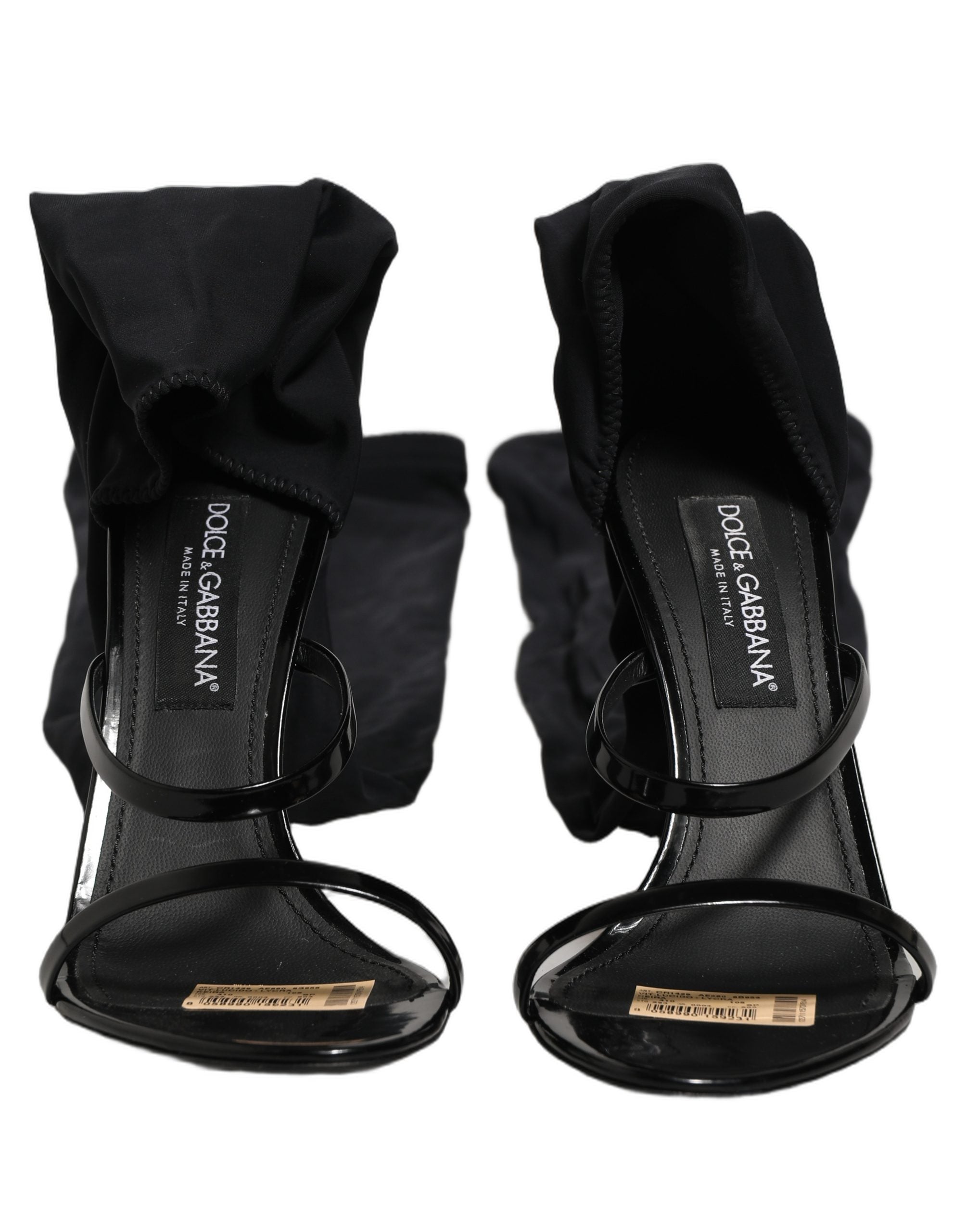 Dolce & Gabbana Stiletto Sandals Socks Knee High Boots Black
