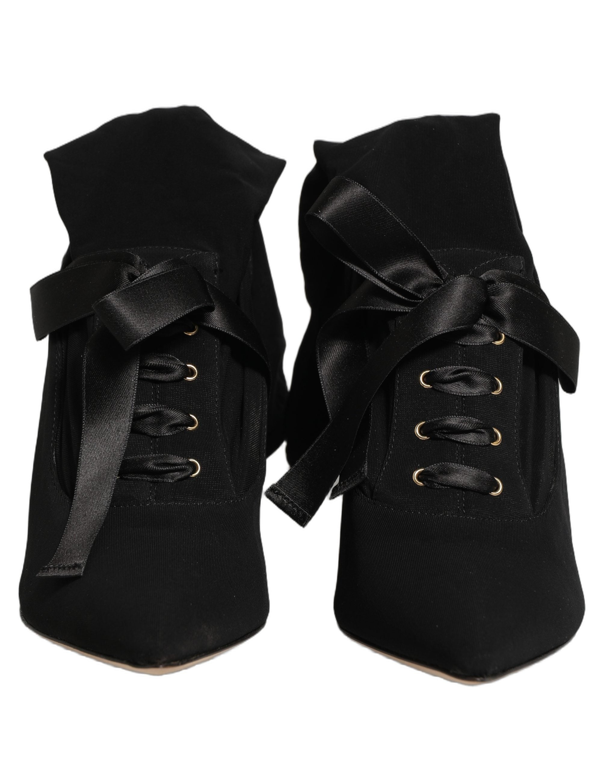 Dolce & Gabbana Black Stiletto Heels Mid Calf Boots Shoes