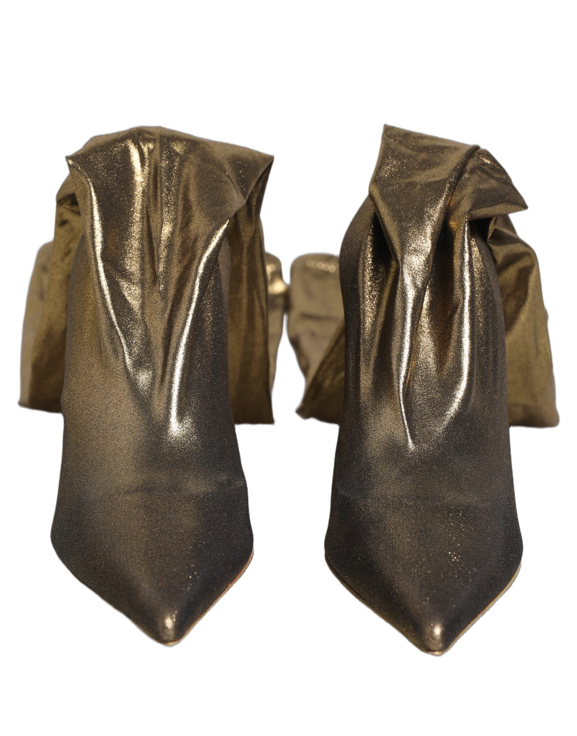 Dolce & Gabbana Gold Nylon Socks Knee High Boots Pumps Shoes