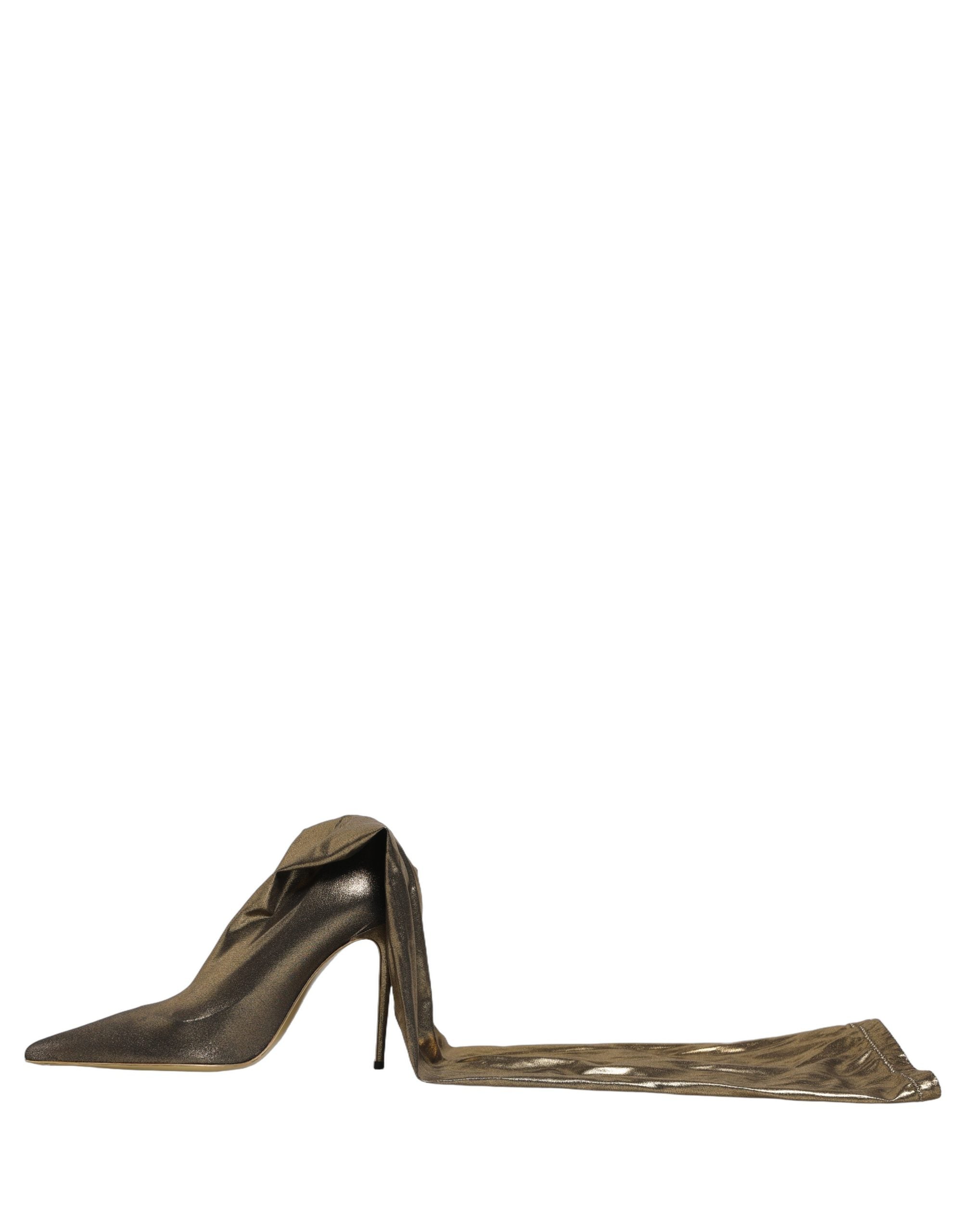 Dolce & Gabbana Gold Nylon Socks Knee High Boots Pumps Shoes