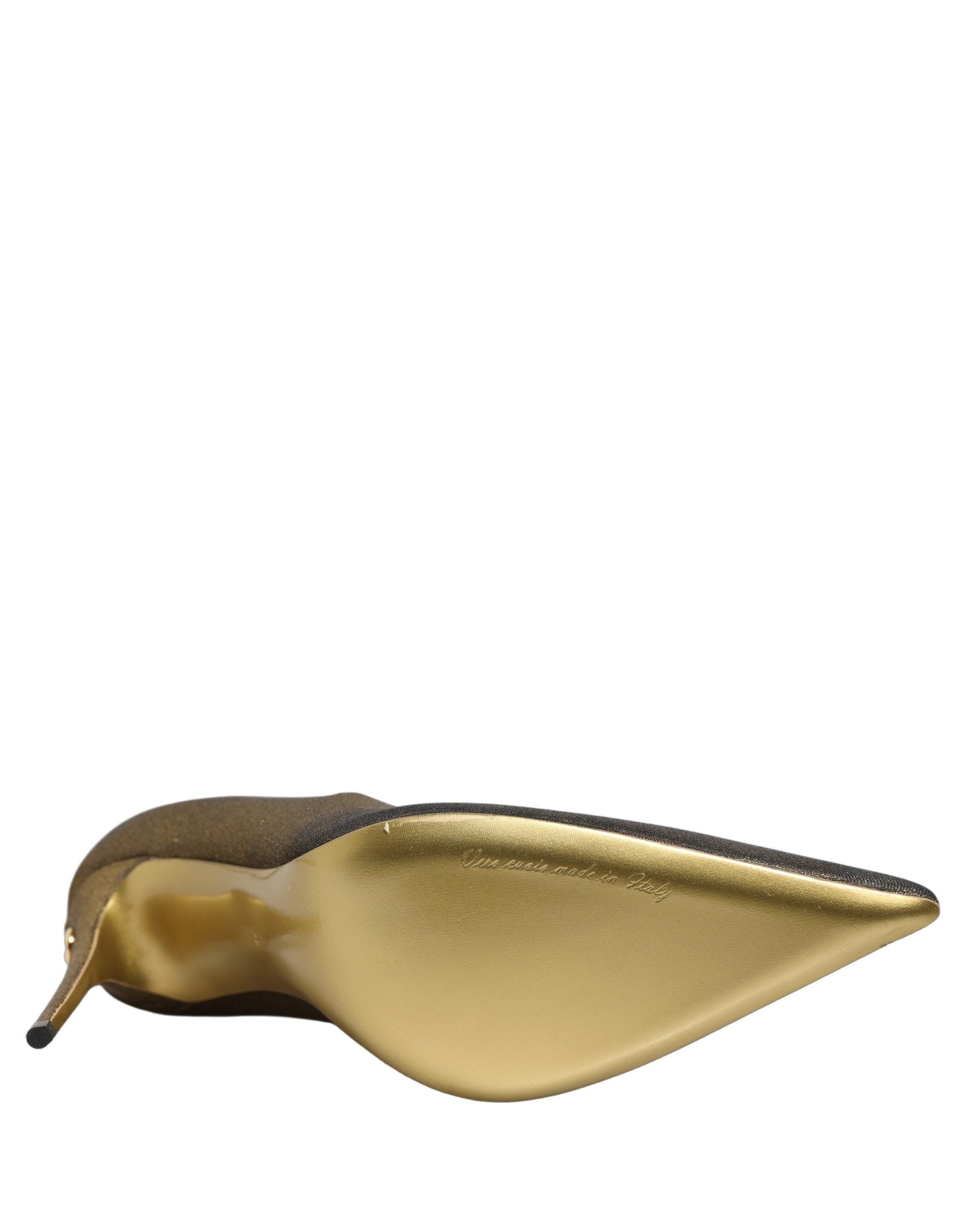 Dolce & Gabbana Gold Nylon Socks Knee High Boots Pumps Shoes