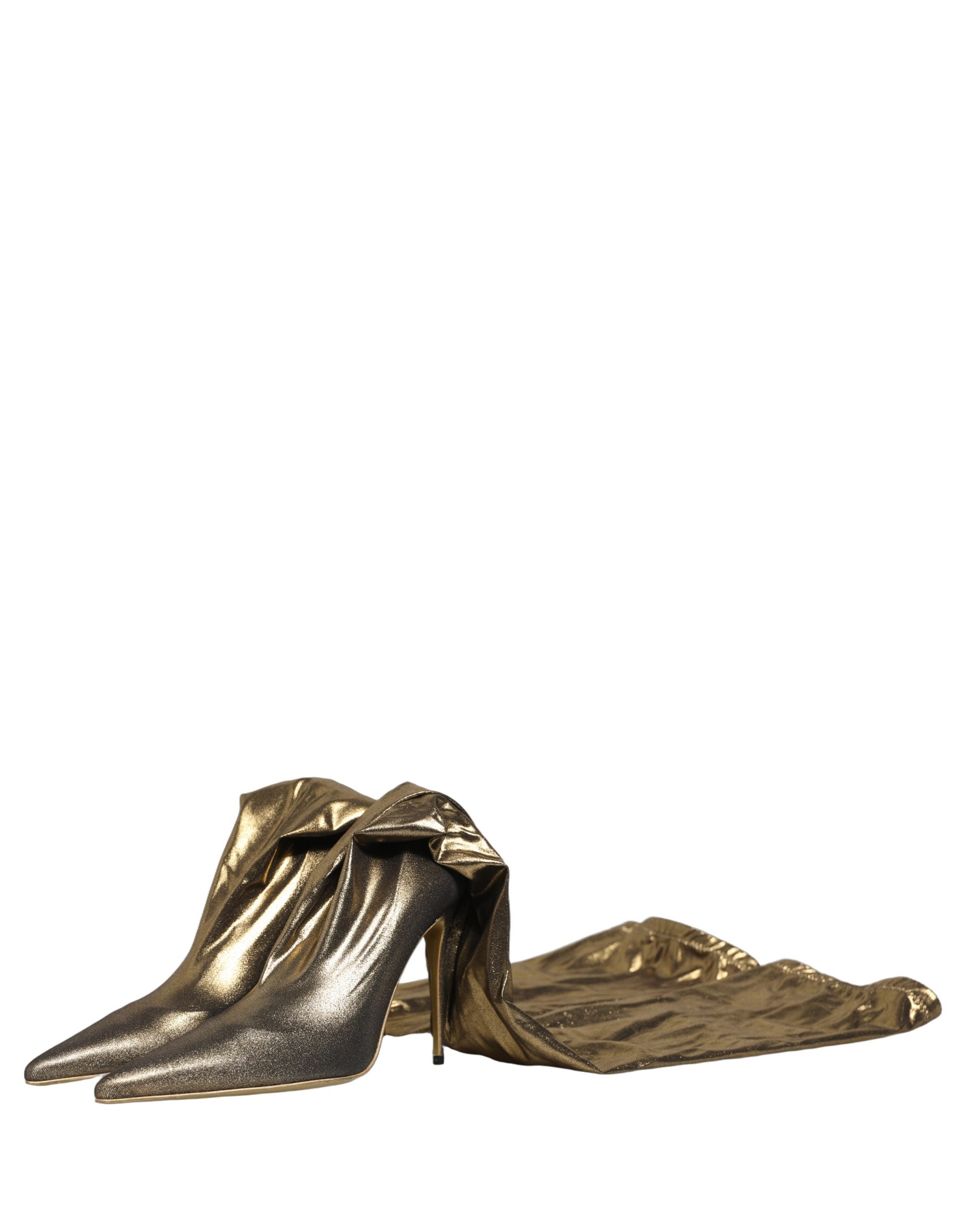 Dolce & Gabbana Gold Nylon Socks Knee High Boots Pumps Shoes