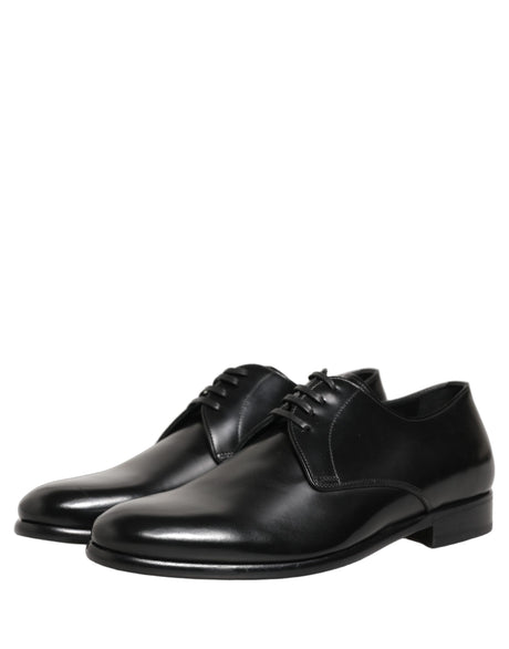 Dolce & Gabbana Black Leather Lace Up Derby Dress Shoes