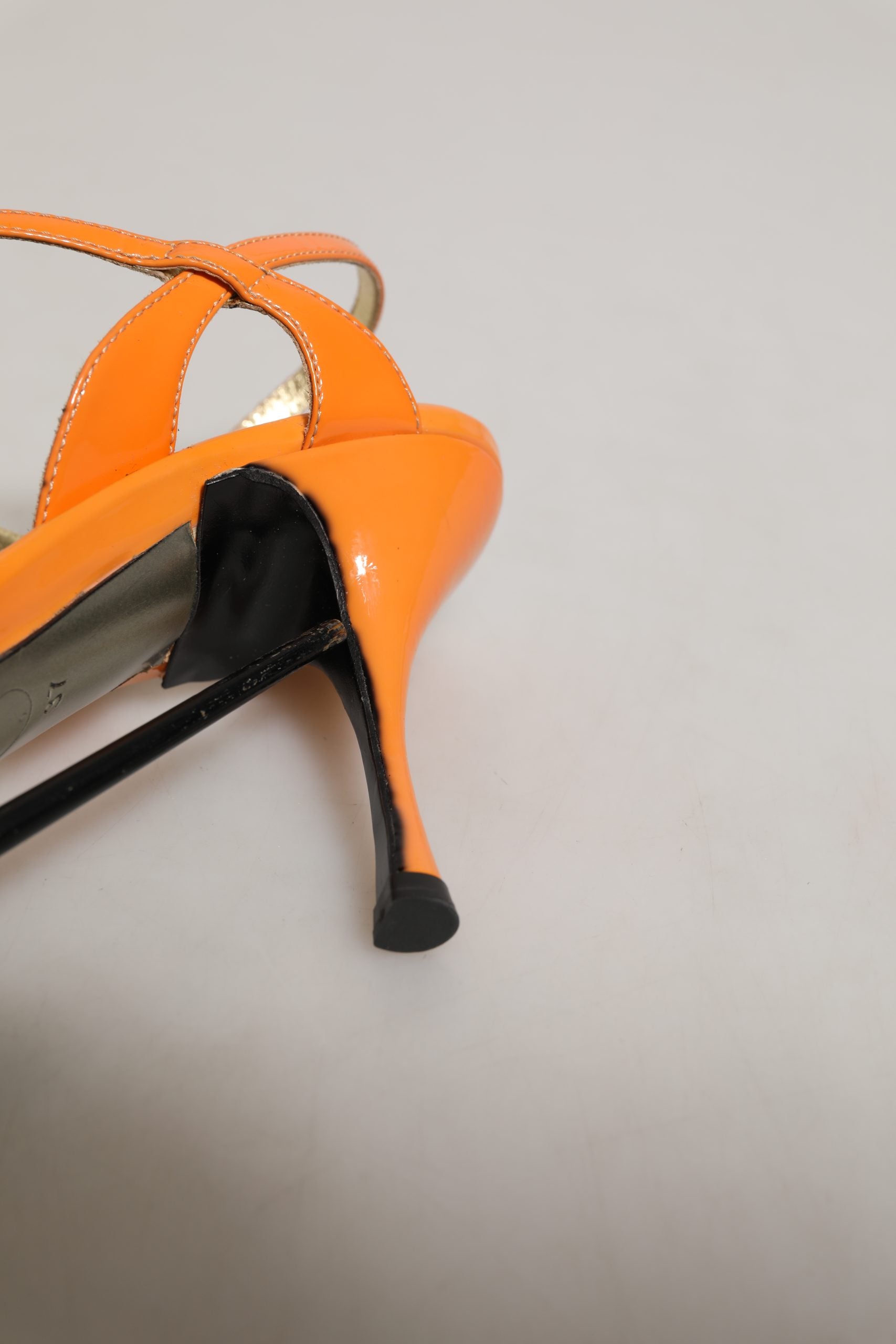 Dolce & Gabbana Orange Leather Stiletto Heels Sandals Shoes