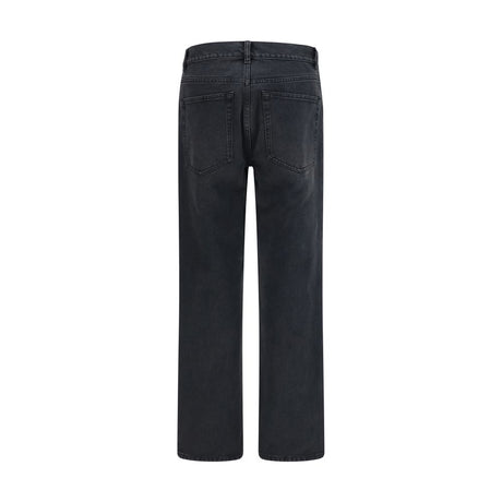 The Row Black Cotton Straight-Leg Jeans