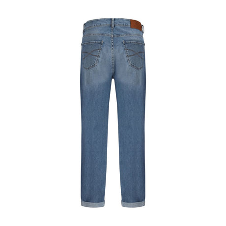 Brunello Cucinelli Blue Cotton Straight-Leg Jeans