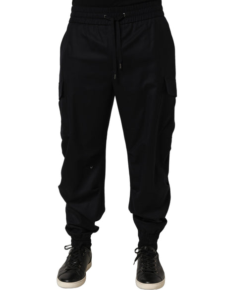 Dolce & Gabbana Black Mid Waist Cargo Jogger Sweatpants Pants