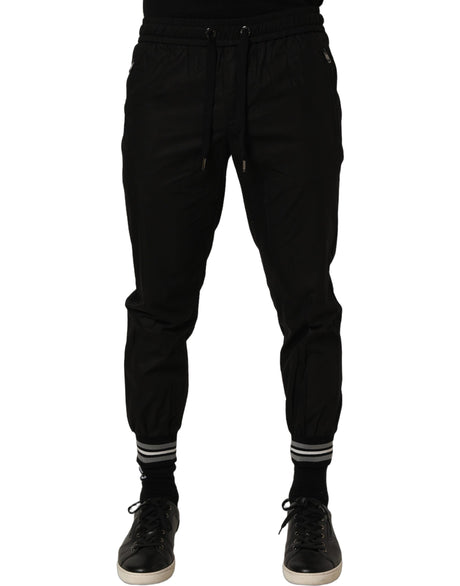 Dolce & Gabbana Black Cotton Mid Waist Jogger Sweatpants Pants