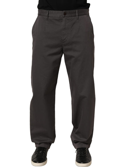 Dolce & Gabbana Dark Gray Cotton Straight Chino Trouser Pants