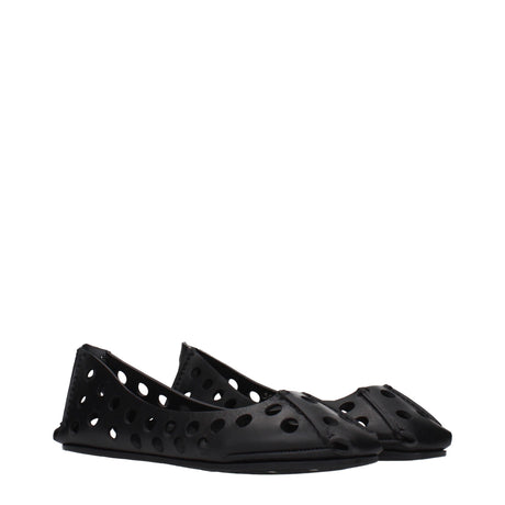 Alaïa Black Leather Ballet Flats