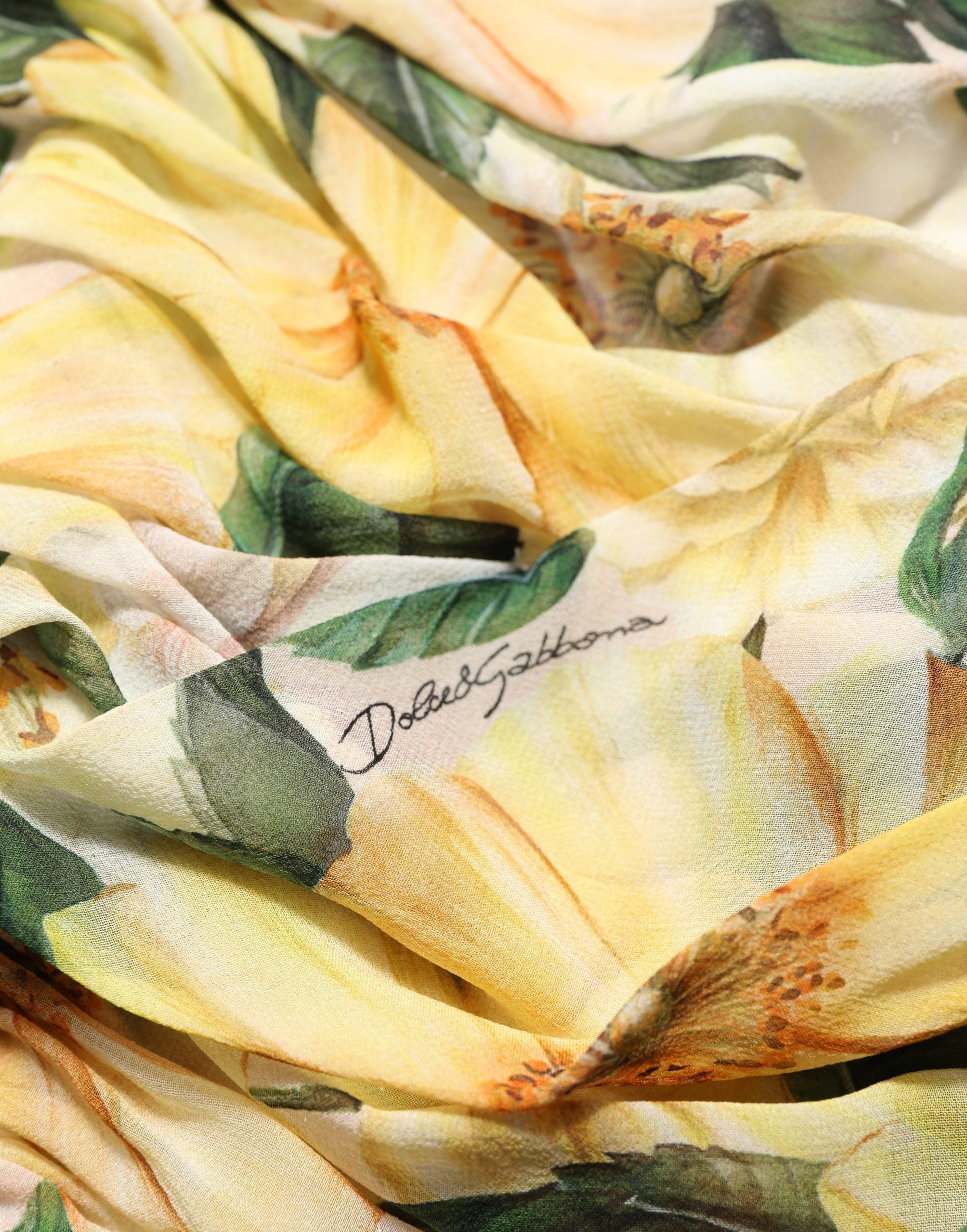 Dolce & Gabbana Yellow Floral Print Silk Pleated Maxi Dress