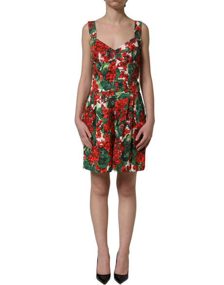 Dolce & Gabbana Multicolor Geranium Print A-line Mini Dress