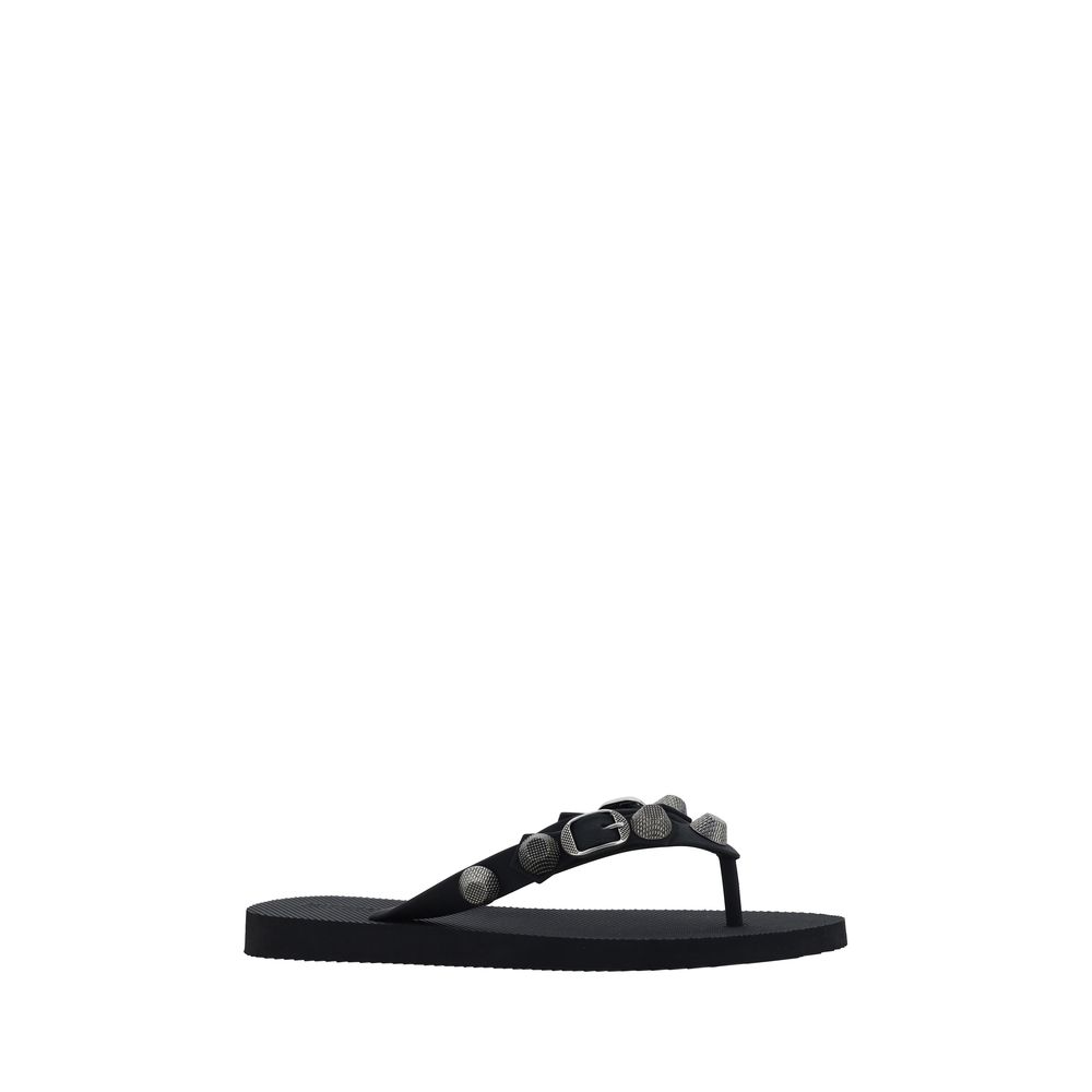 Balenciaga Black Polyurethane Flip-Flop Sandals