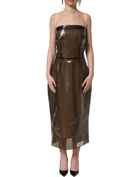 Dolce & Gabbana Brown Transparent Vinyl Sheath Midi Dress
