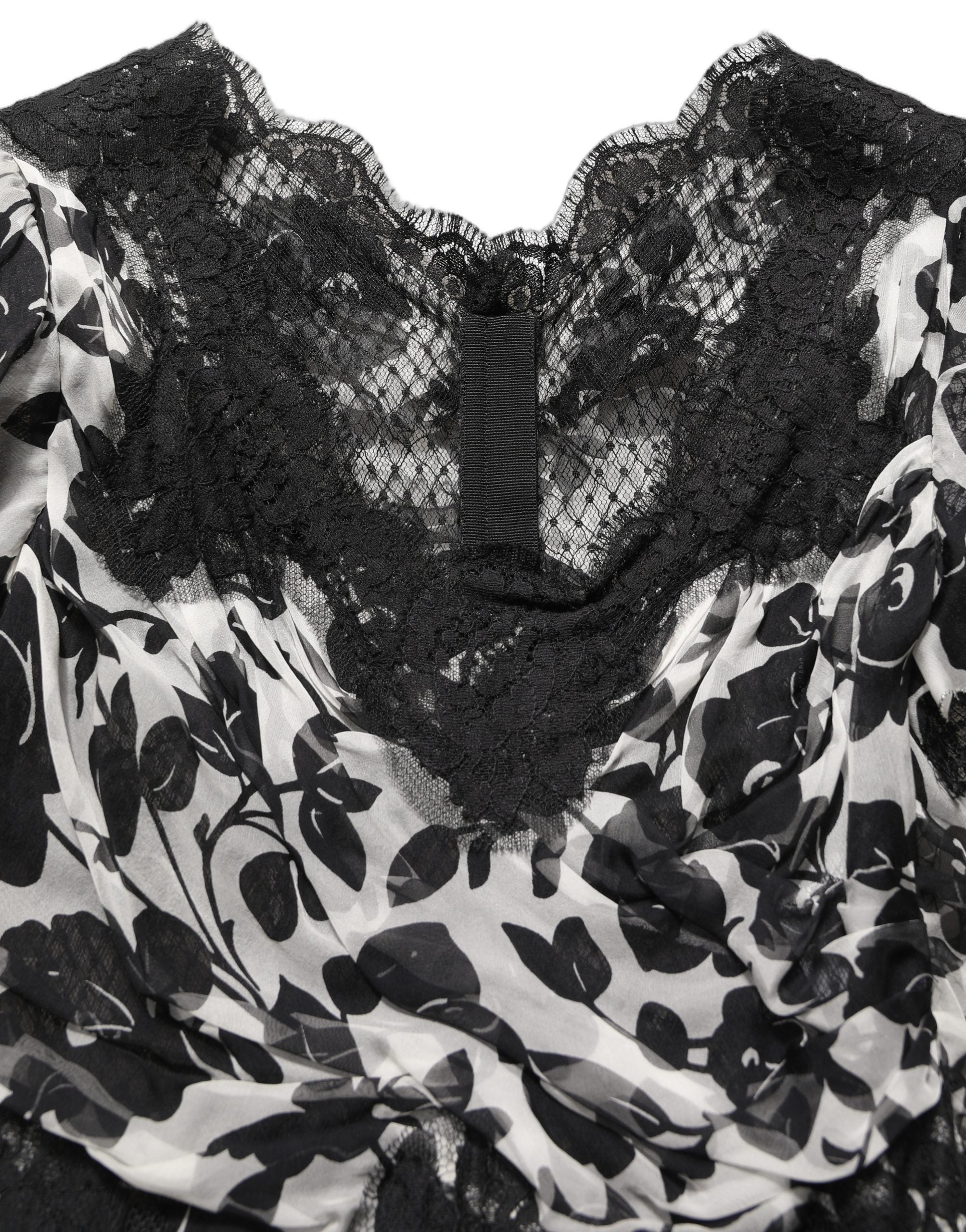 Dolce & Gabbana Black Silk Floral Lace Ricamo Ball Maxi Dress