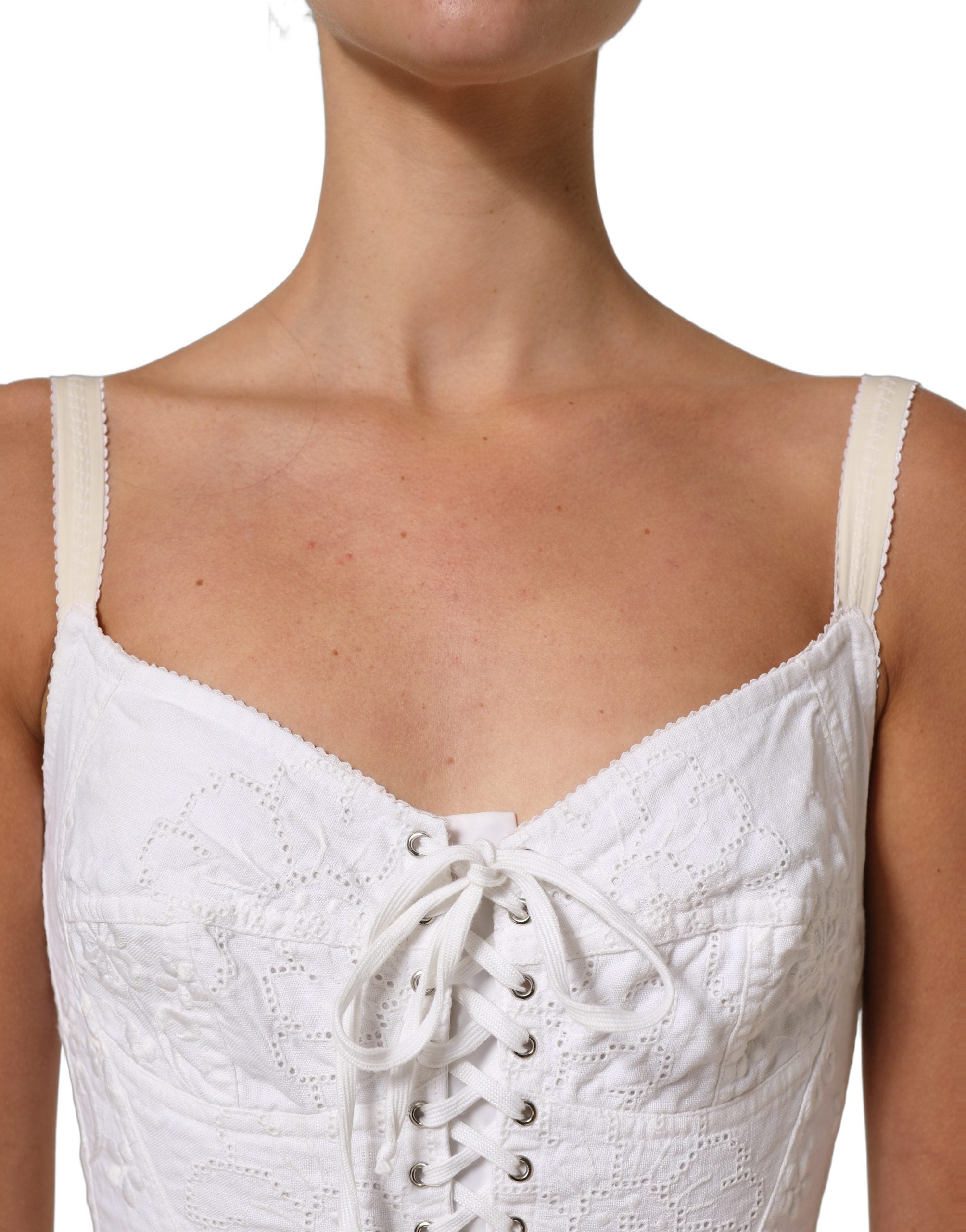 Dolce & Gabbana Black Cotton Corset Style Fitted Mini Dress