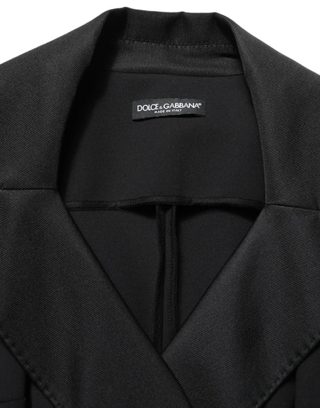 Dolce & Gabbana Black Nylon Double Breasted Coat Jacket