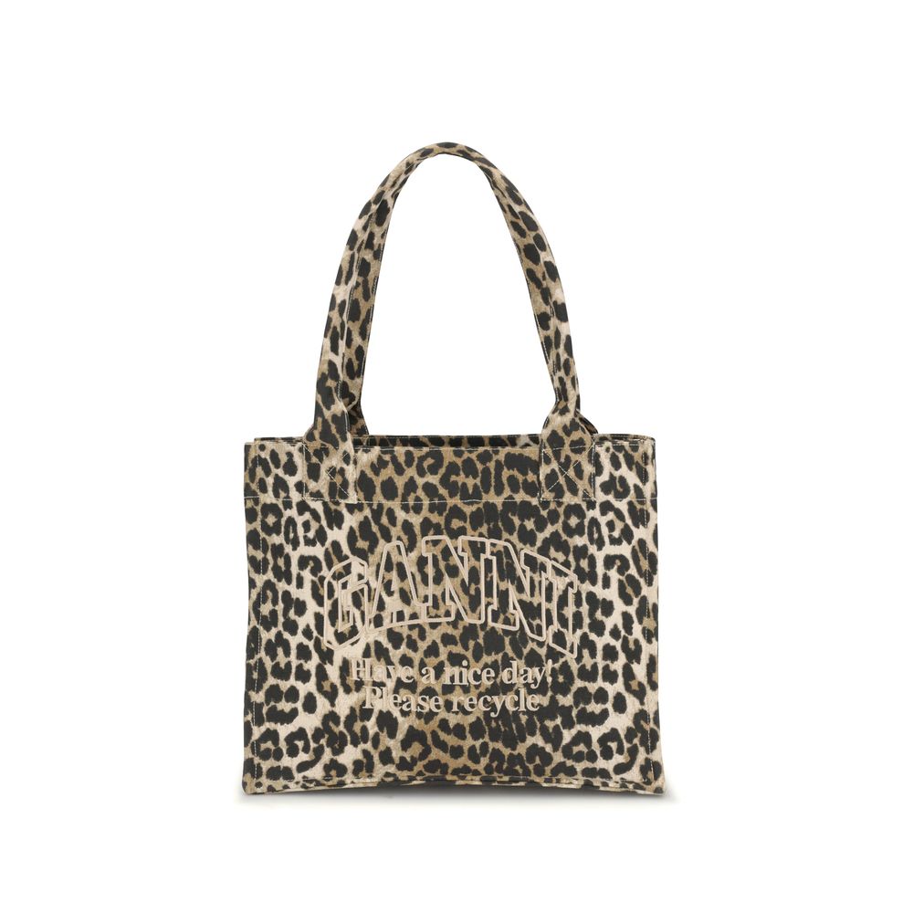 Ganni Brown Recycled Cotton Shoulder Bag