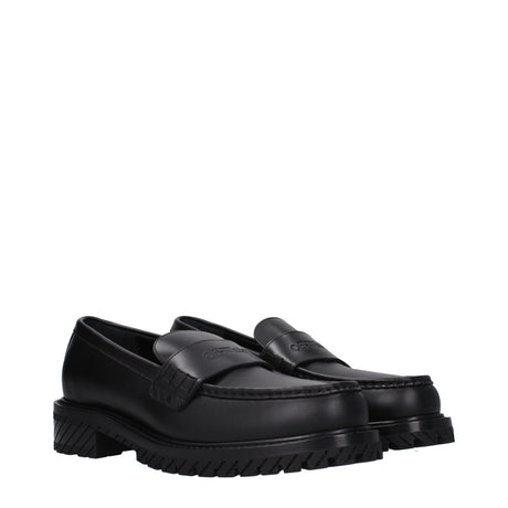 Off-White Black Leather Slip-On Loafers