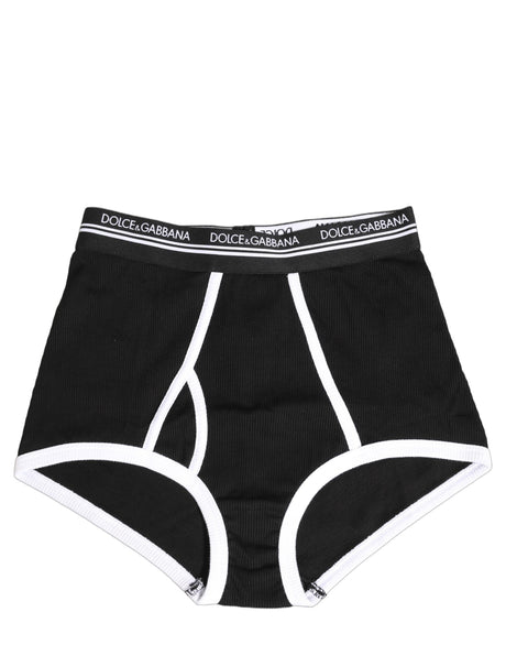 Dolce & Gabbana Black White Logo Waistband Coulotte Panty Underwear