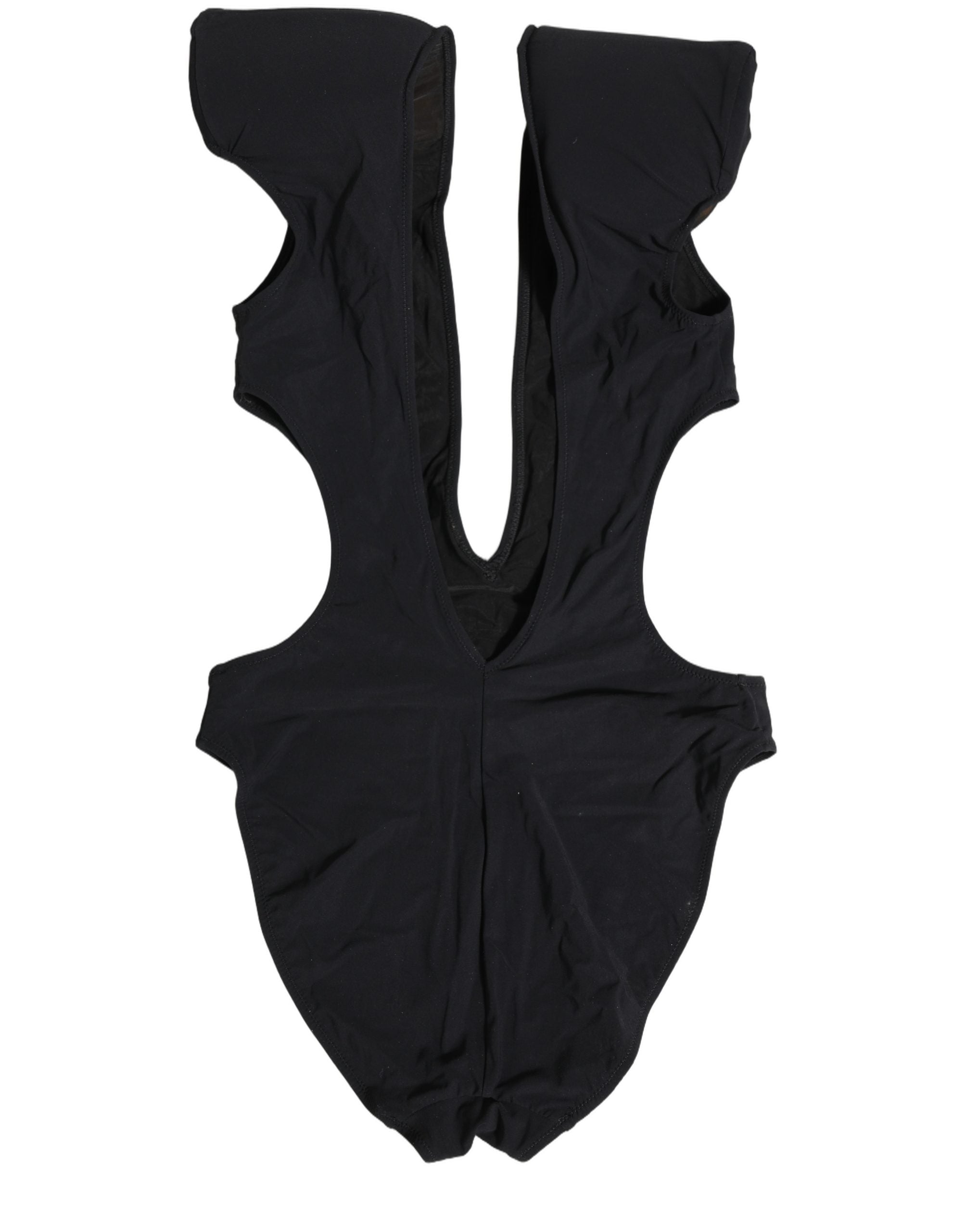 Dolce & Gabbana Black Logo Embellished Cutout One Piece Swimwear