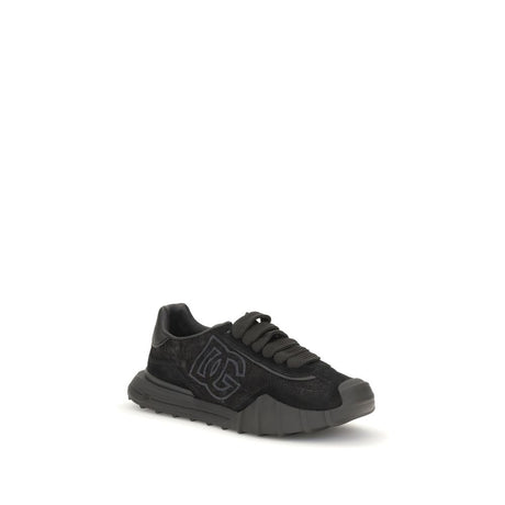 Dolce & Gabbana Black Calf Leather Bos Taurus Chunky Sneakers