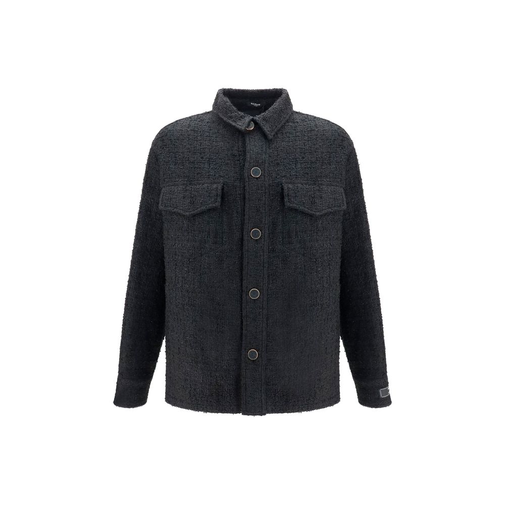 Balmain Black Cotton Full-Length Jacket