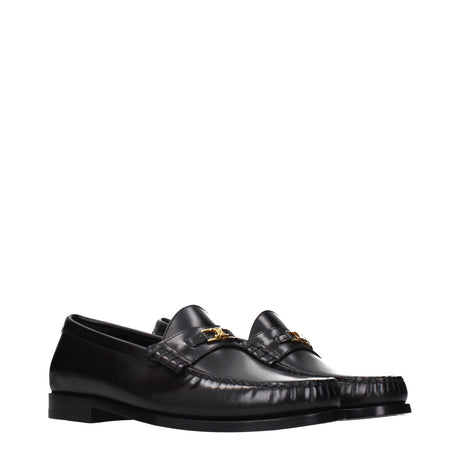 Celine Black Leather Slip-On Loafers