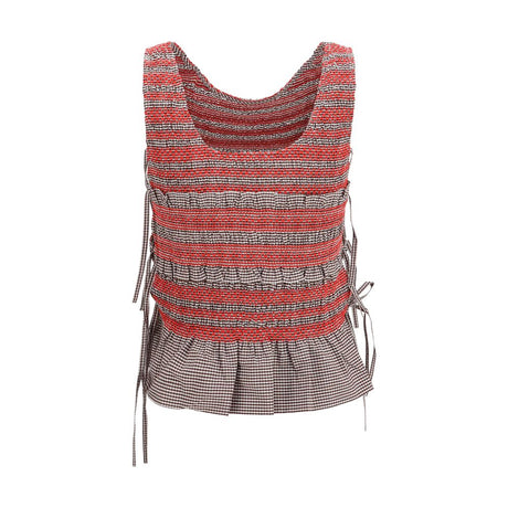 Ganni Brown Cotton Sleeveles T-Shirt