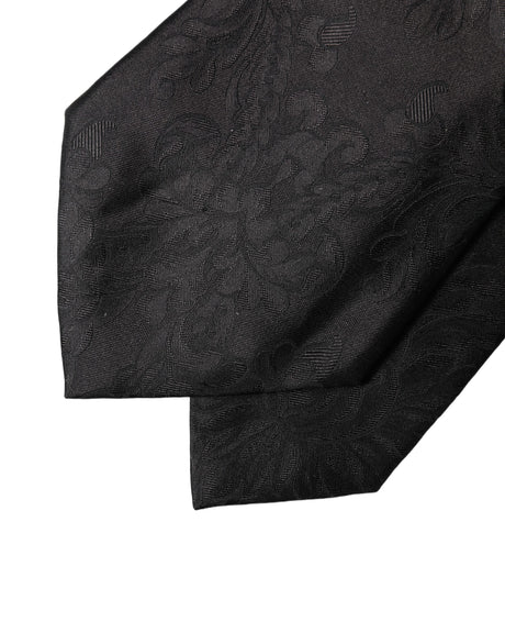 Dolce & Gabbana Black Paisley Woven Silk Adjustable Women Necktie Tie