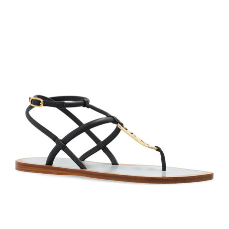 Fendi Black Leather Flat Sandals