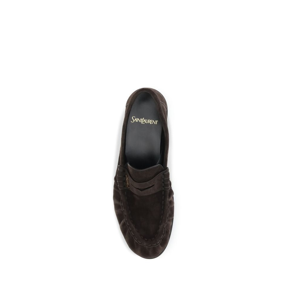 Saint Laurent Brown Calf Leather Bos Taurus Slip-On Loafers